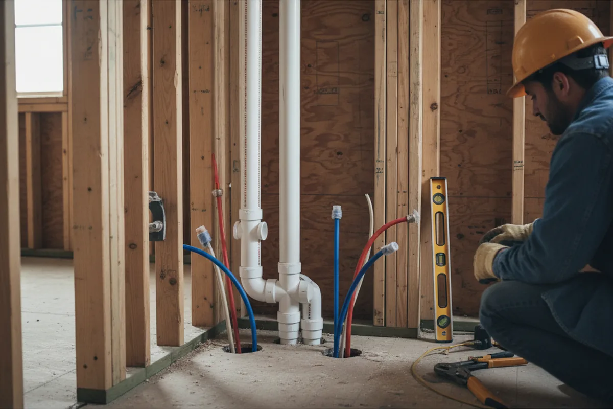 Drain and supply rough-in during Sump Pump Repair in Jane Lew